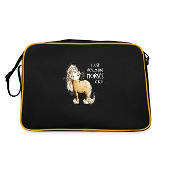Droll Horses I Motif de cheval avec cheval disant - Sac Retro - noir/or - Dos