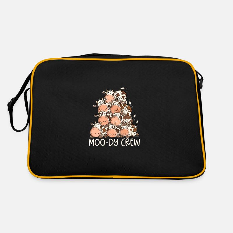 Drôle de vache pile I moo-dy Crew vache jeu de mots - Sac Retro - noir/or
