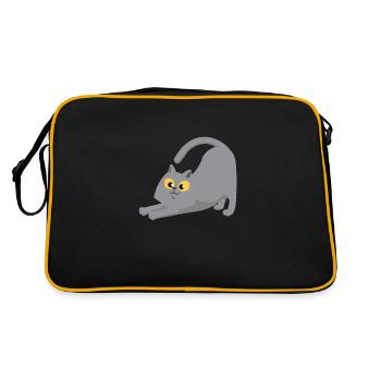 Heureux chat gris qui s'étend - Sac Retro - noir/or - Dos