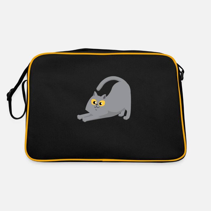 Heureux chat gris qui s'étend Sac Retro