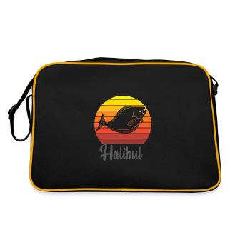Cadeau de pêche au flétan Pêche au poisson plat - Sac Retro - noir/or - Dos
