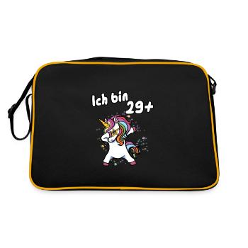Ich bin 29 plus Einhorn - Retro Tasche - Schwarz/Gold - Hinten