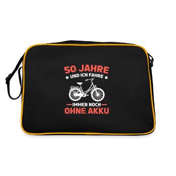50. Geburtstag Biker Mountainbike 50. Jahre - Retro Tasche - Schwarz/Gold - Hinten