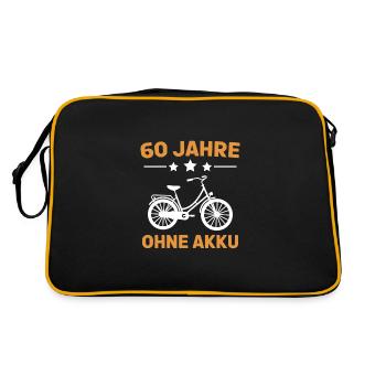 60. Geburtstag Biker Mountainbike 60. Jahre - Retro Tasche - Schwarz/Gold - Hinten