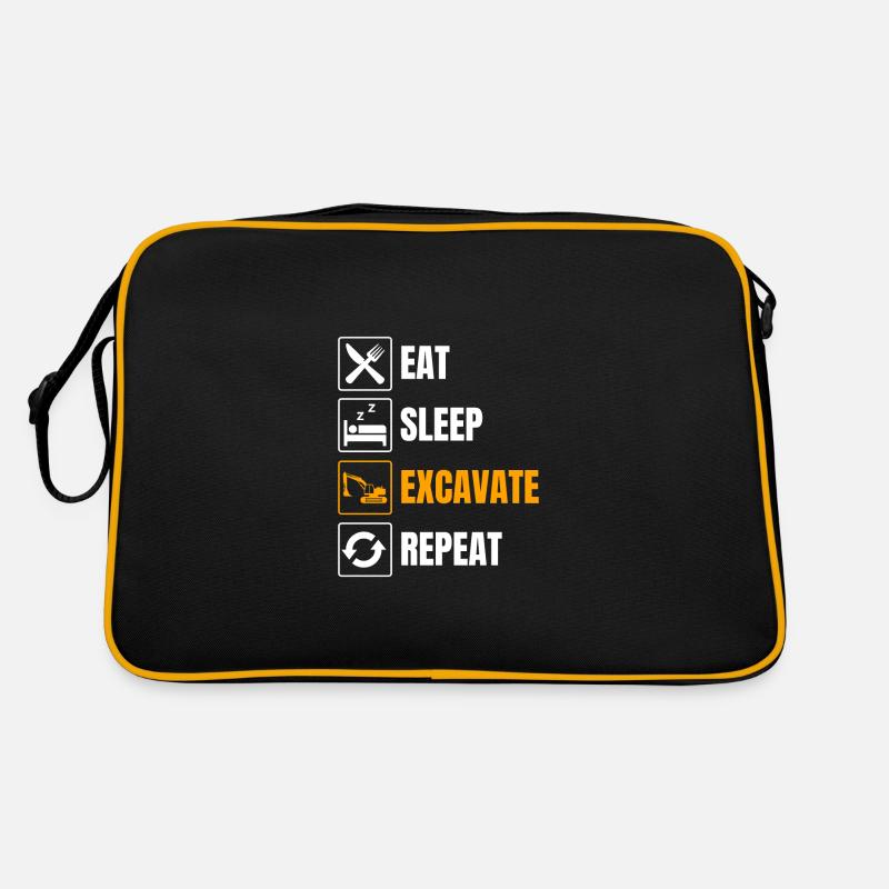 Pelleteuse Baggerfahrer Chantier Sac Retro