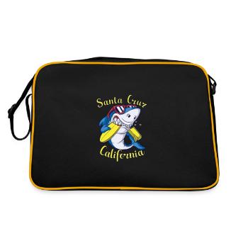 Santa Cruz California surfer shark vintage - Retro Bag - black/gold - Back
