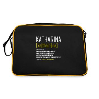 Katharina Damen Vorname Outfit | Lustiger - Retro Tasche - Schwarz/Gold - Hinten