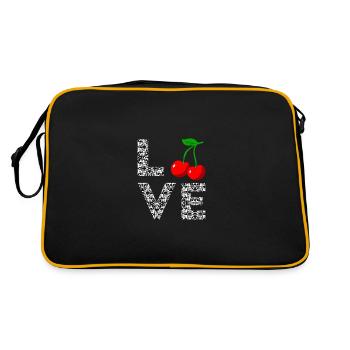Cherry Kirsche Herzschlag Frucht Kirschen - Retro Tasche - Schwarz/Gold - Hinten