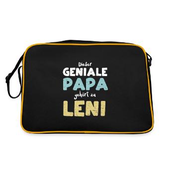 Dieser Geniale Papa Gehört Zu Leni - Retro Tasche - Schwarz/Gold - Hinten