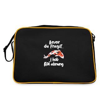 Kois Koi Zeit mit viel Koi Ahnung Lustiges Koi - Retro Tasche - Schwarz/Gold - Hinten