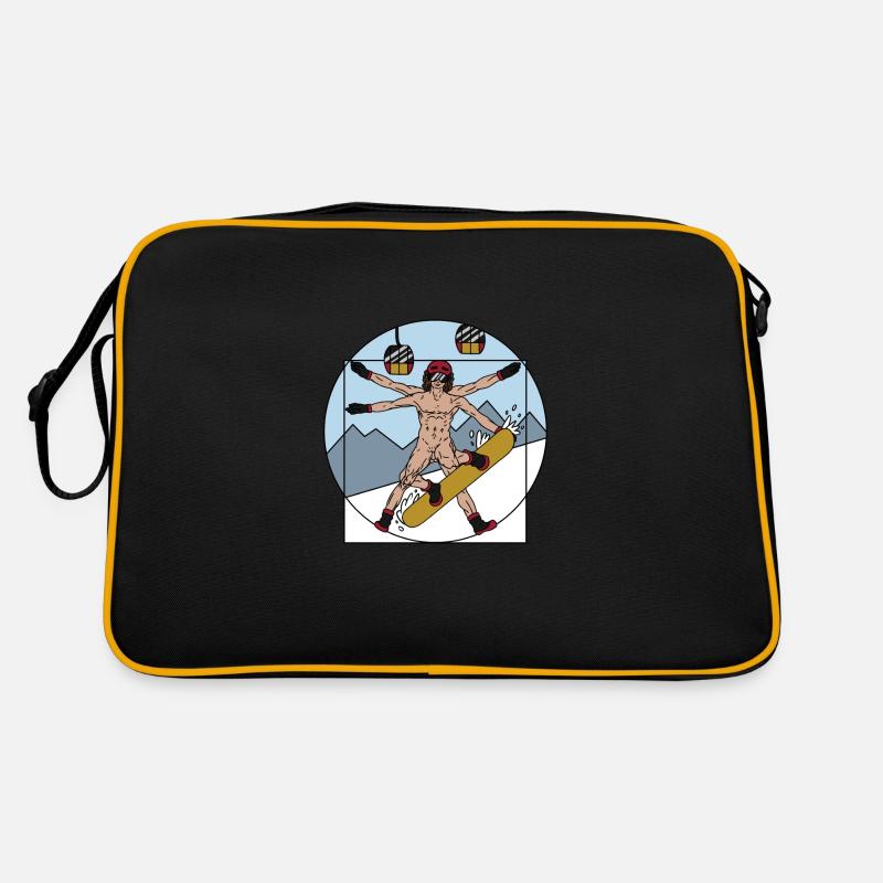 Snowboarding slope mountains funny snowboard Retro Bag