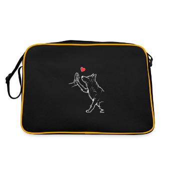 Siberian Husky Niedlich Siberian Husky Liebe - Retro Tasche - Schwarz/Gold - Hinten