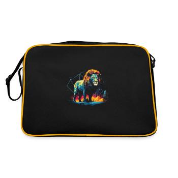 Lion Animal Polygone Art Safari Majestueux - Sac Retro - noir/or - Dos