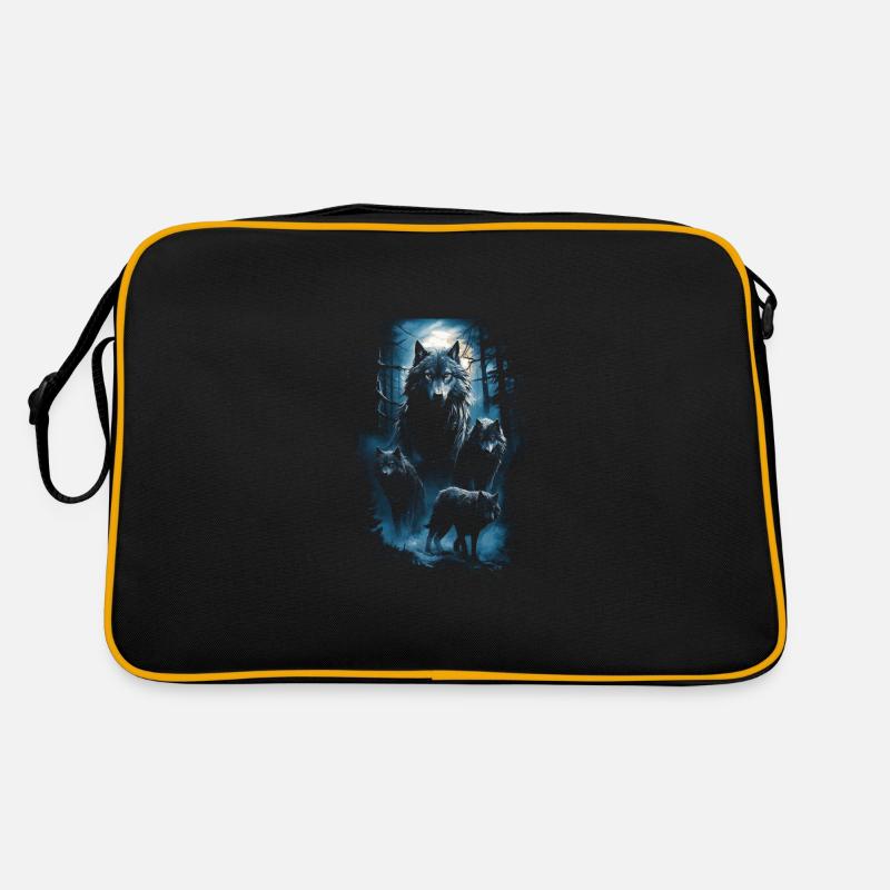Dunkle Kunst Wolf Wald Mythisch Retro Tasche