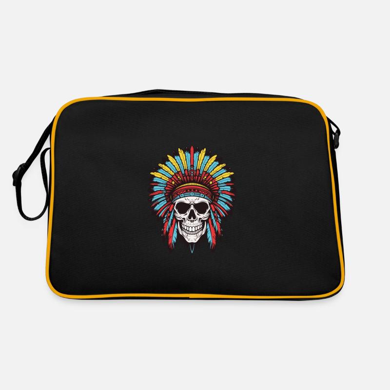 Apache Indianer Häuptling Totenkopf Retro Tasche