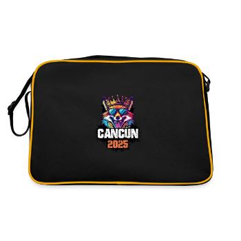 Cancun 2025 Urlaub Fuchs - Retro Tasche - Schwarz/Gold - Hinten