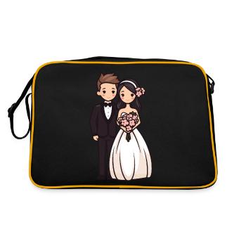 Mariée marié jeunes mariés mariage - Sac Retro - noir/or - Dos
