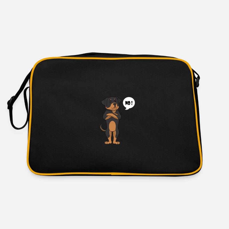 Rottweiler Lustig - Rottweiler - Retro Tasche - Schwarz/Gold