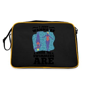 Schwimmen Bademeister Schwimmkurs Freibad Geschenk - Retro Tasche - Schwarz/Gold - Hinten