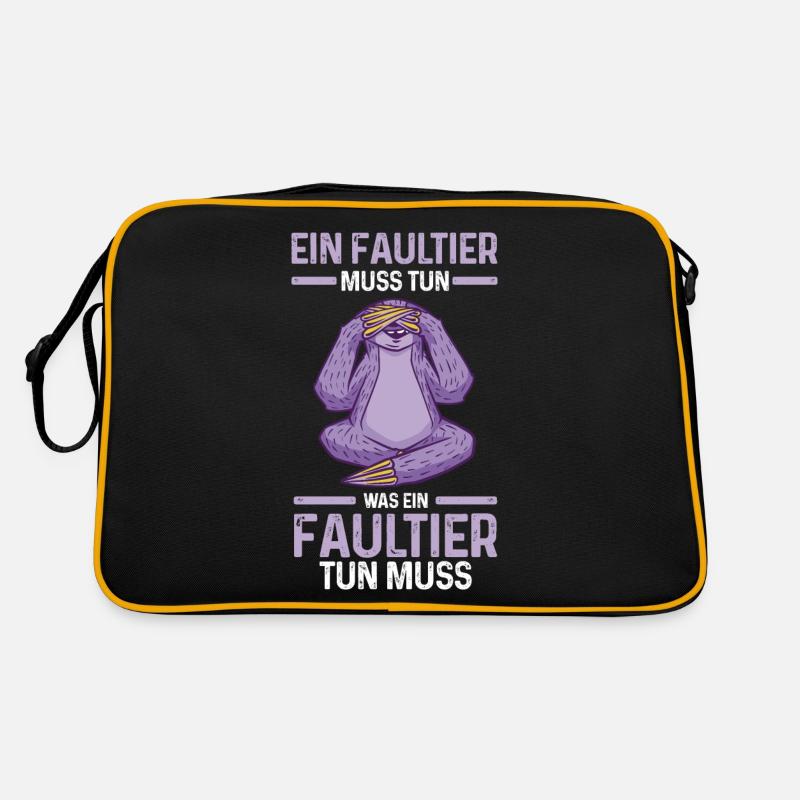 Faultier - Retro Tasche - Schwarz/Gold