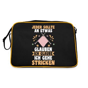 Häkeln Nähen Stricken - Retro Tasche - Schwarz/Gold - Hinten