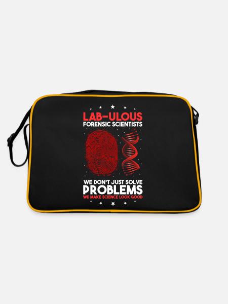 DNA-Analyst und Kriminallabor - Retro Tasche - Schwarz/Gold - Hinten