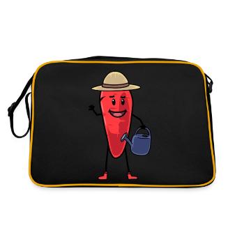 Turnip, carrot, gardener, watering can, gardening - Retro Bag - black/gold - Back