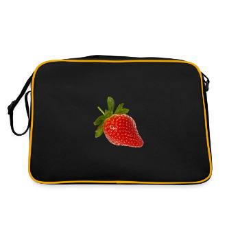 Erdbeere - Retro Tasche - Schwarz/Gold - Hinten