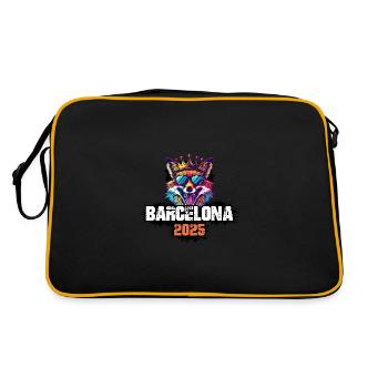 Barcelona 2025 Urlaub Fuchs - Retro Tasche - Schwarz/Gold - Hinten