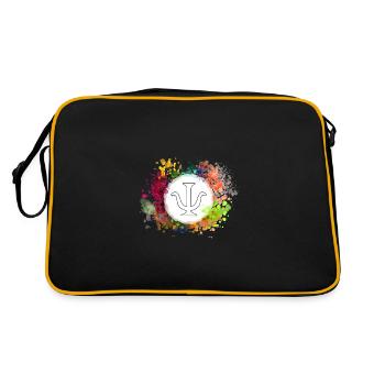 Psychologie Zeichen Psi Symbol Watercolor - Retro Tasche - Schwarz/Gold - Hinten