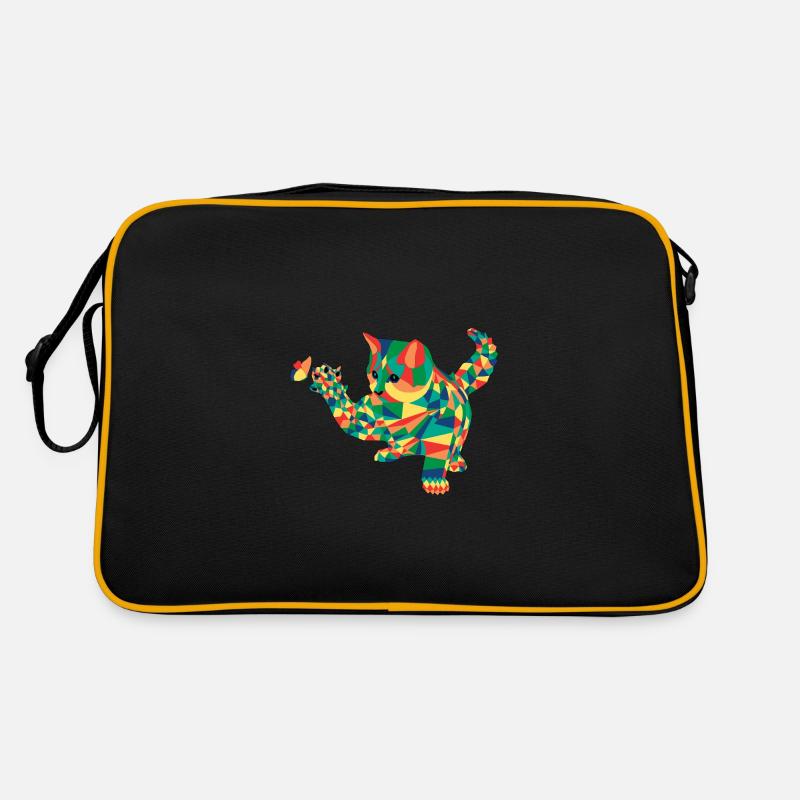 Abstrakte Katze Cartoon - Retro Tasche - Schwarz/Gold