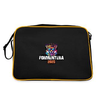 Formentera 2025 Urlaub Fuchs - Retro Tasche - Schwarz/Gold - Hinten