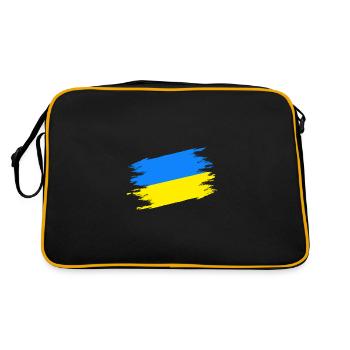 Ukrainische Flagge Pinselstrich Blau und Gelb - Retro Tasche - Schwarz/Gold - Hinten