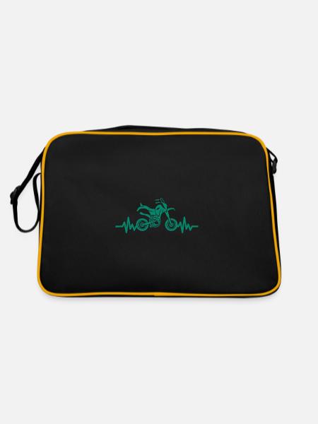 Heartbeat Motorrad - Motorcross - Retro Tasche - Schwarz/Gold - Hinten