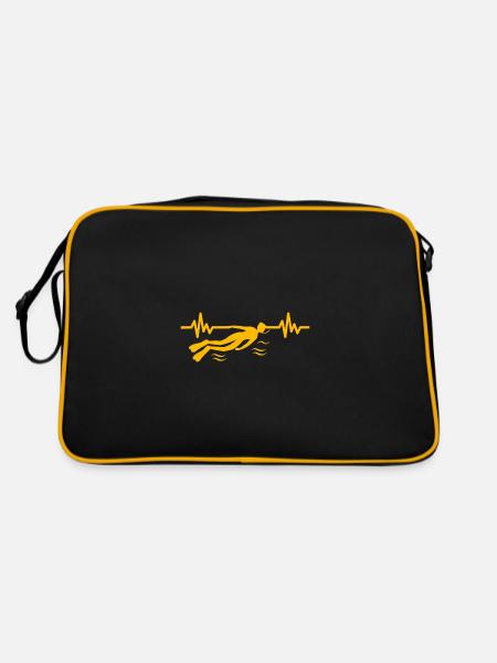 Heartbeat Swimmer - Diver Water Sports Athlete - Retro Bag - black/gold - Back