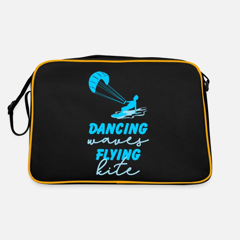 Dancing waves flying kite Kitesurfer Geschenk Retro Tasche