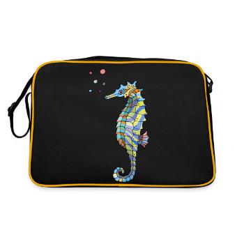 Seepferdchen - Retro Tasche - Schwarz/Gold - Hinten