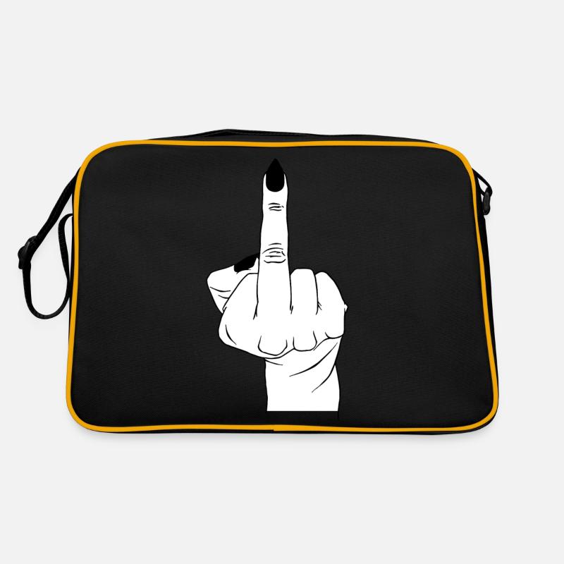 Eingehängter Finger - Retro Tasche - Schwarz/Gold