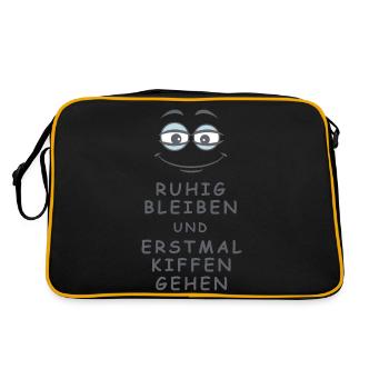 Kiffen gehen - Retro Tasche - Schwarz/Gold - Hinten