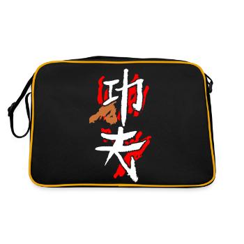 Kungfu (Harte Arbeit) - Retro Tasche - Schwarz/Gold - Hinten