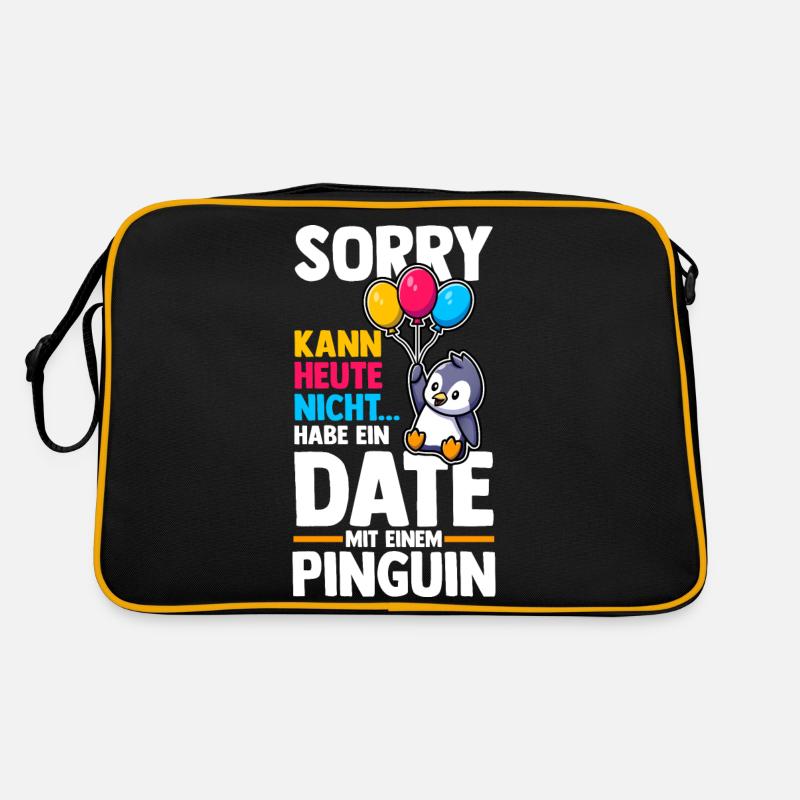 Pinguin - Retro Tasche - Schwarz/Gold