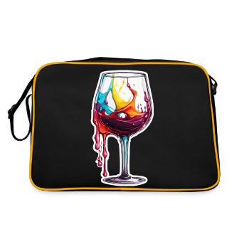 Wine / Grapes / Alcohol / Drink / Enjoy - Retro Bag - black/gold - Back