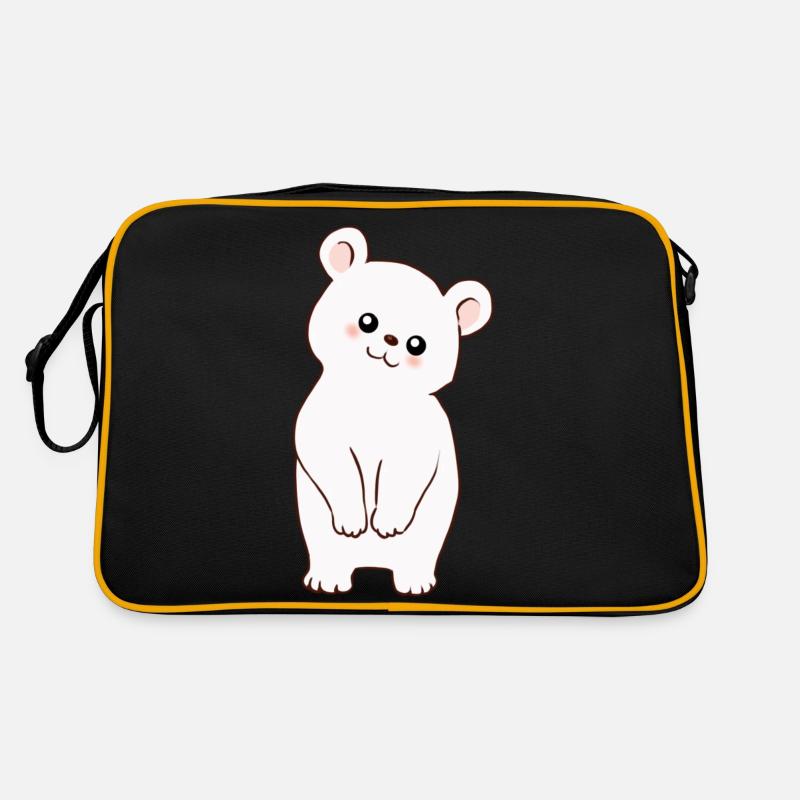 Eisbärchen, Weißer Bär - Retro Tasche - Schwarz/Gold