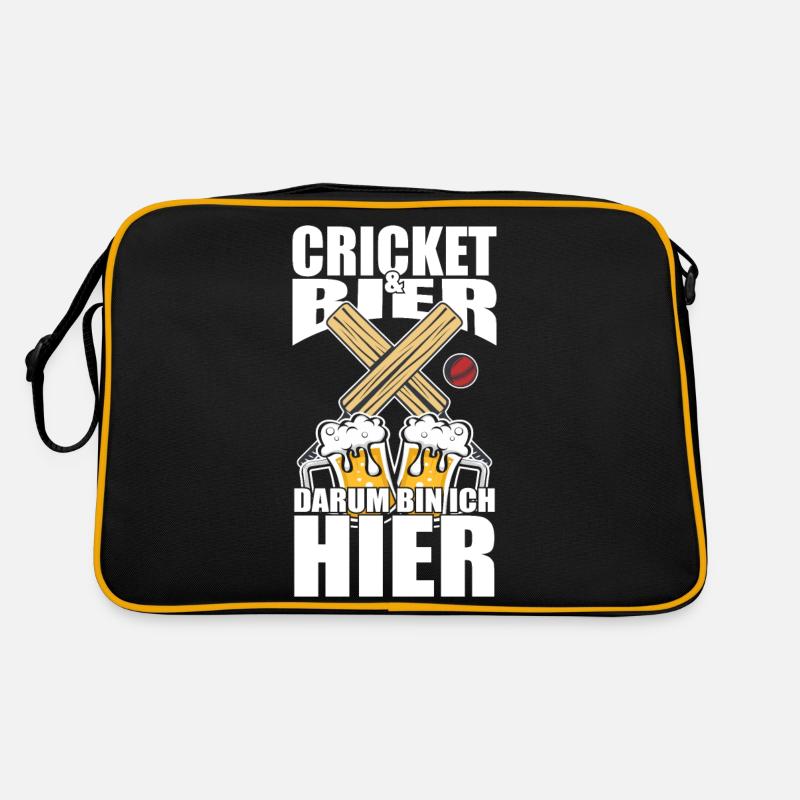 Lustiger Spruch Cricket Bier darum bin ich hier Retro Tasche
