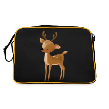 Kleines Reh - Retro Tasche - Schwarz/Gold - Hinten