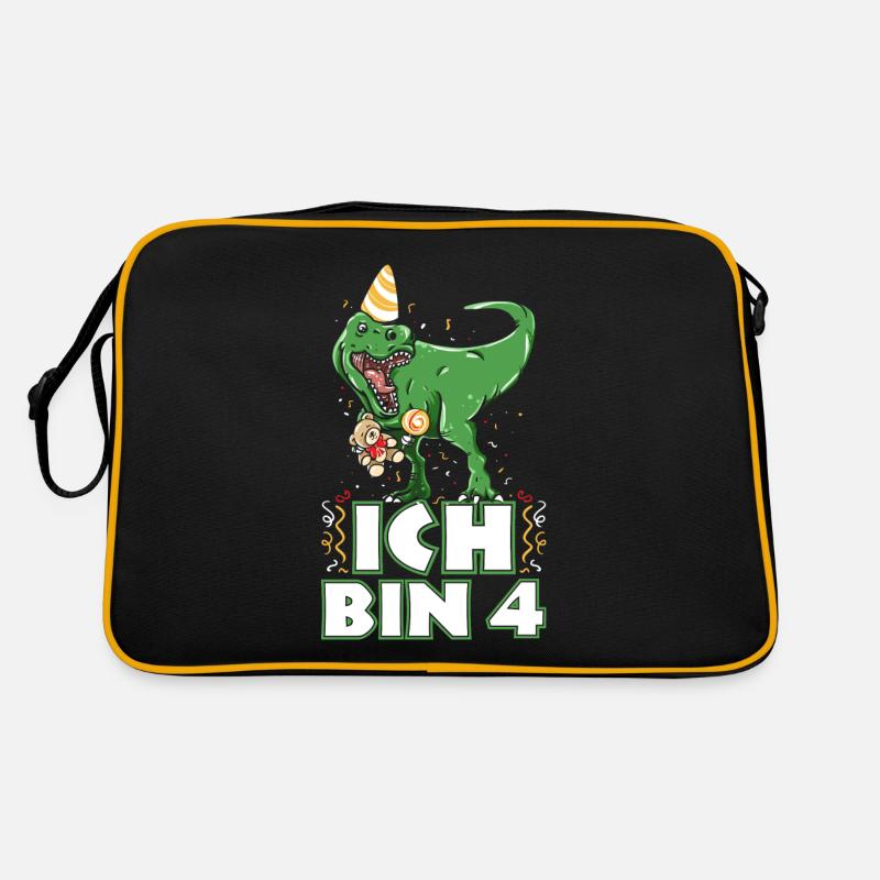 4 Jahre Alt Kindergeburtstag - 4. Geburtstag - Retro Tasche - Schwarz/Gold