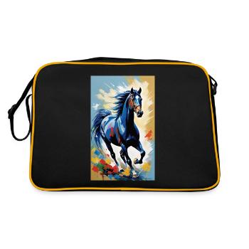 Pferd | reiten | Tier | Reittier | Bunt - Retro Tasche - Schwarz/Gold - Hinten