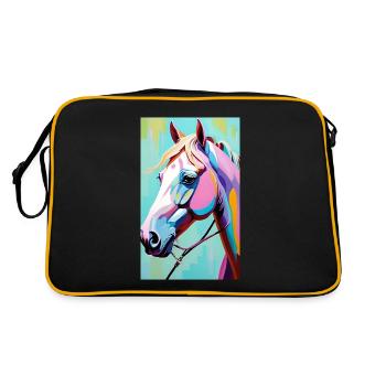 Pferd | reiten | Tier | Reittier | Bunt - Retro Tasche - Schwarz/Gold - Hinten