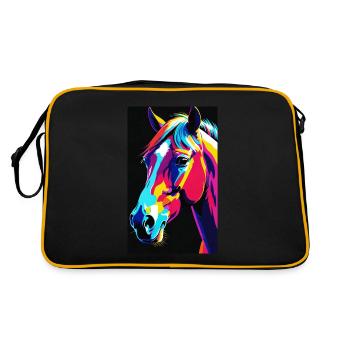 Pferd | reiten | Tier | Reittier | Bunt - Retro Tasche - Schwarz/Gold - Hinten