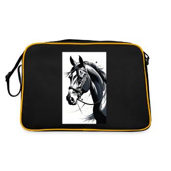 Pferd | reiten | Tier | Reittier | Bunt - Retro Tasche - Schwarz/Gold - Hinten